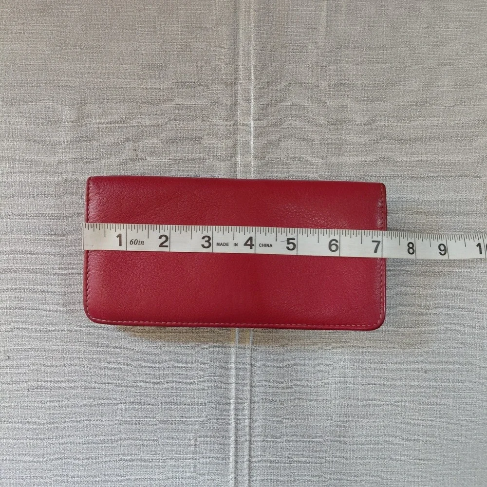 Vtg Paul & Harris Red Leather Bifold Organizer Wallet Travel Made in India